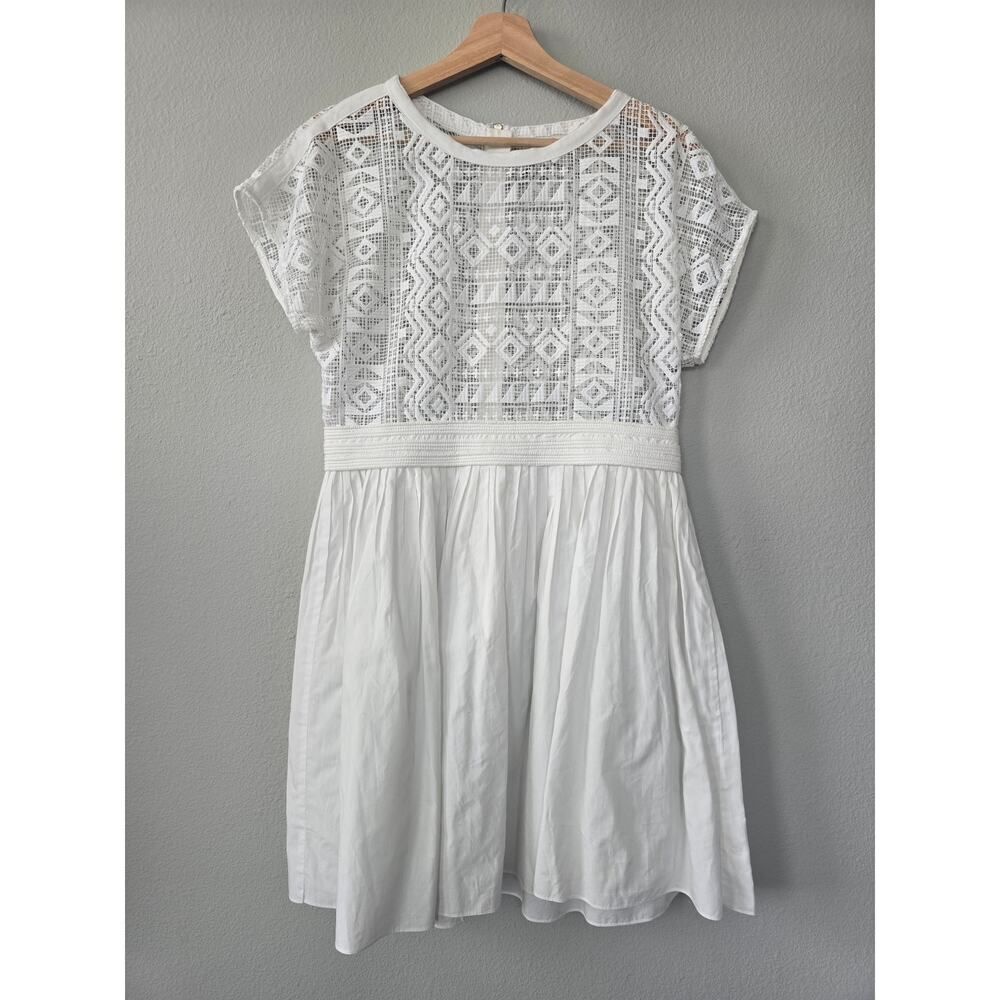 Madewell White Lace Top Dress Size 6 Woven Skirt Casual Summer Party Cotton